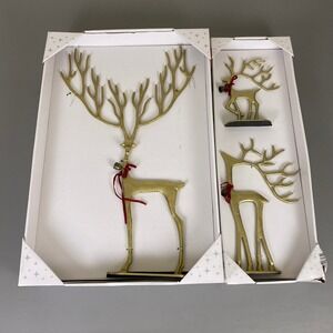 Merry Moments Reindeer Gold Finish Christmas 3 Piece set 26in + 14.5in + 9in